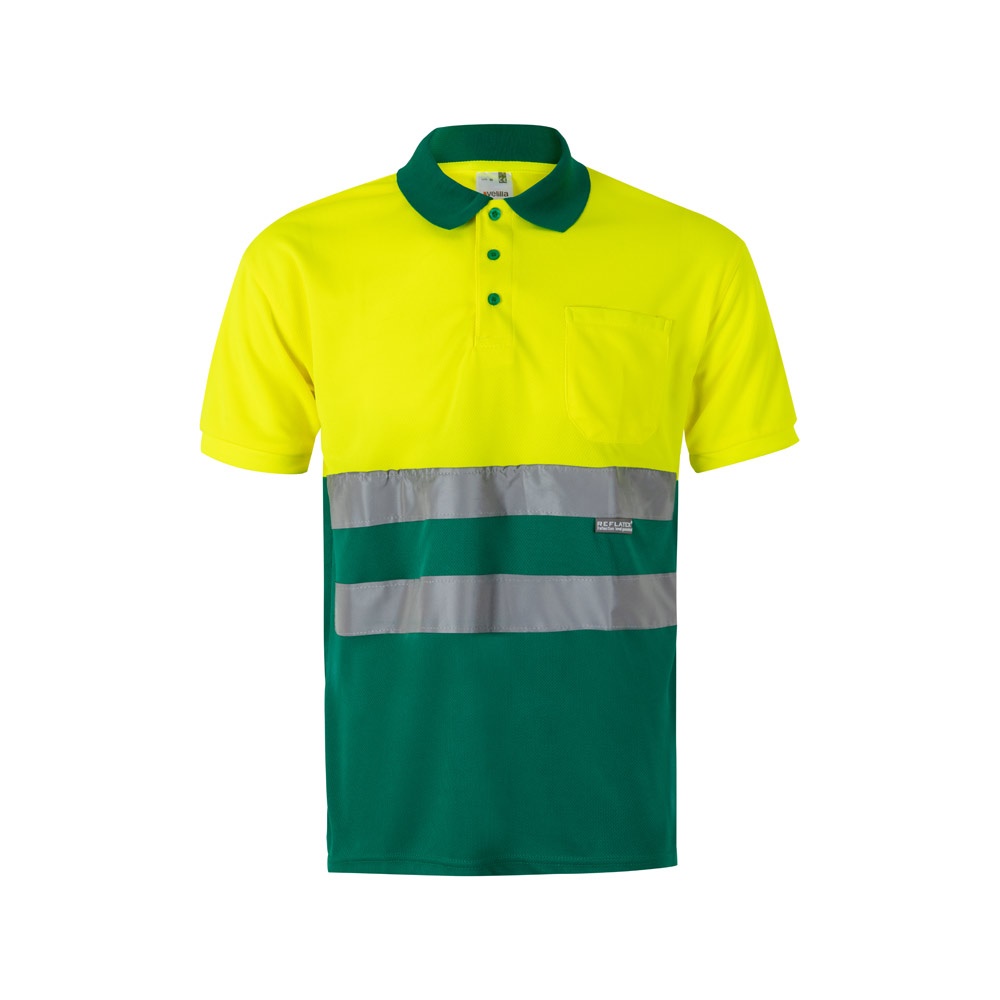 VL CUPID. Polo bicolor ojo de pájaro (160g/m²) con manga corta, en poliéster (100%)