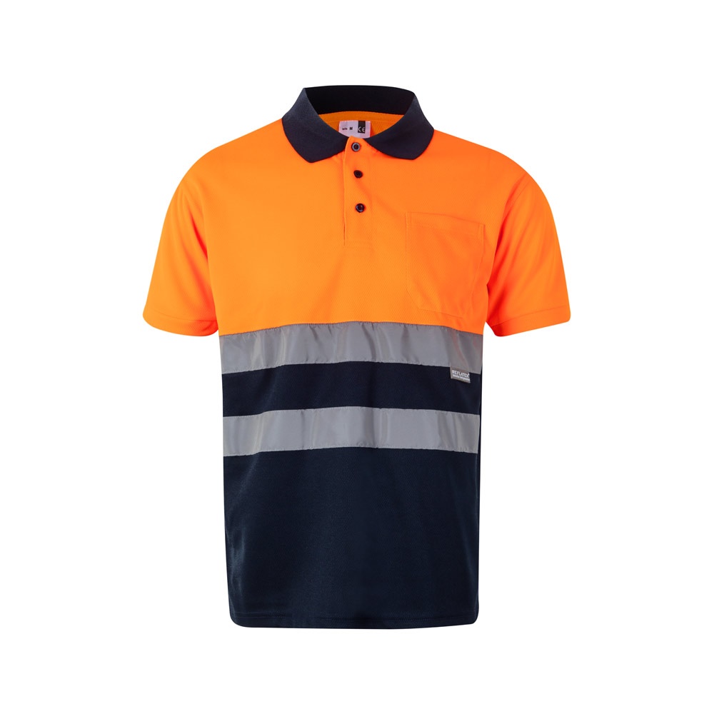 VL CUPID. Polo bicolor ojo de pájaro (160g/m²) con manga corta, en poliéster (100%)
