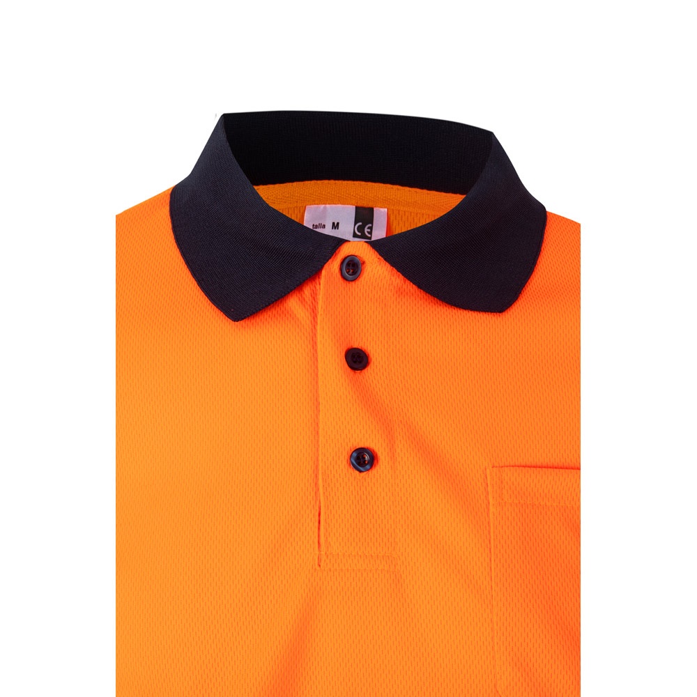 VL CUPID. Polo bicolor ojo de pájaro (160g/m²) con manga corta, en poliéster (100%)