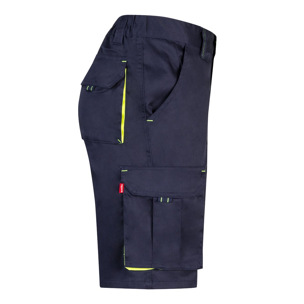 VL HEMERA. Bermudas elásticas bicolor y multibolsillos (240 g/m²), en algodón (46%), EME (38%) y poliéster (16%)