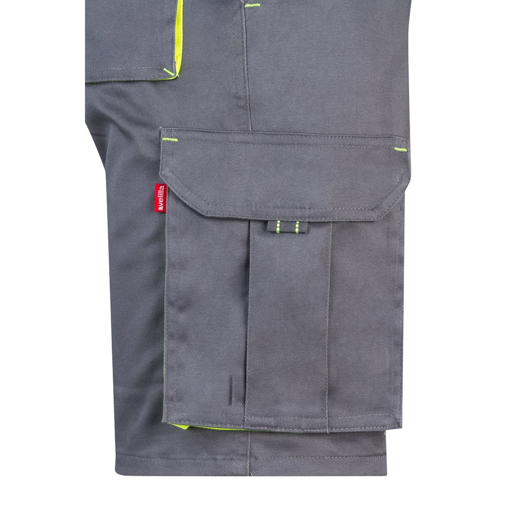 VL HEMERA. Bermudas elásticas bicolor y multibolsillos (240 g/m²), en algodón (46%), EME (38%) y poliéster (16%)