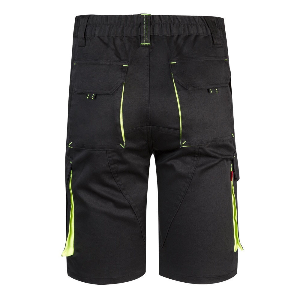 VL HEMERA. Bermudas elásticas bicolor y multibolsillos (240 g/m²), en algodón (46%), EME (38%) y poliéster (16%)