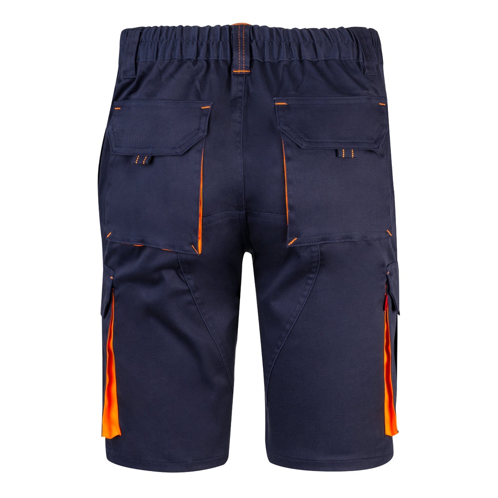 VL HEMERA. Bermudas elásticas bicolor y multibolsillos (240 g/m²), en algodón (46%), EME (38%) y poliéster (16%)
