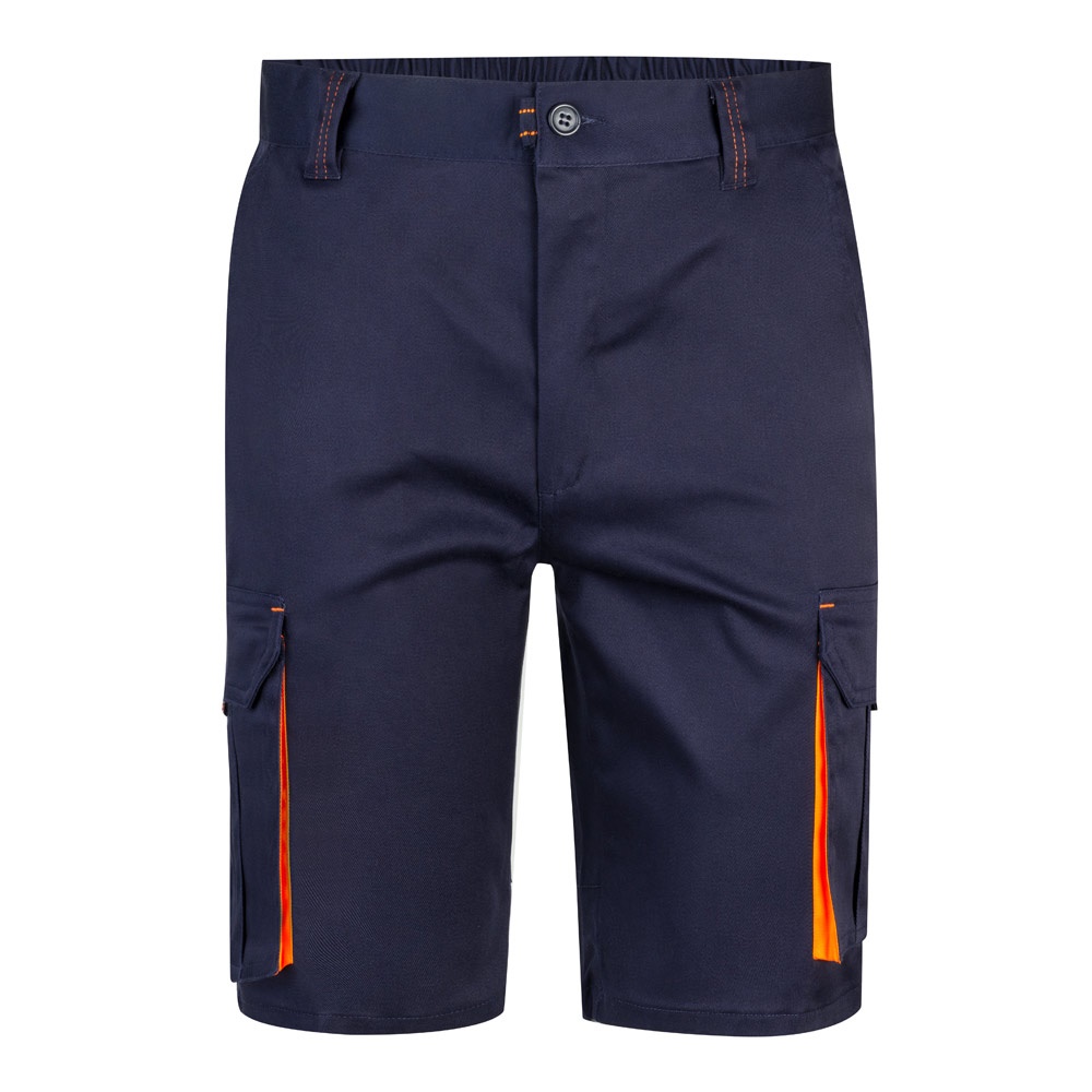 VL HEMERA. Bermudas elásticas bicolor y multibolsillos (240 g/m²), en algodón (46%), EME (38%) y poliéster (16%)