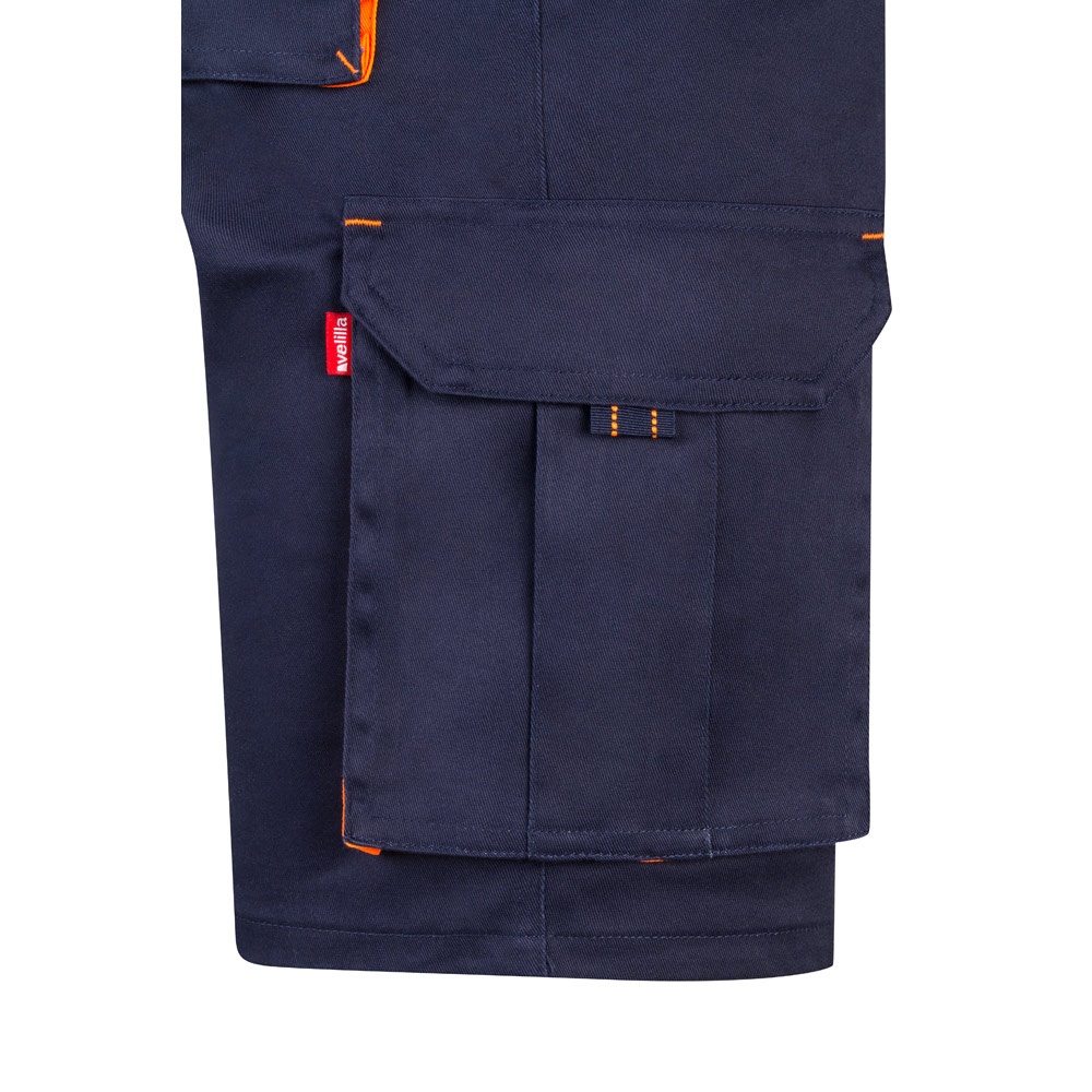 VL HEMERA. Bermudas elásticas bicolor y multibolsillos (240 g/m²), en algodón (46%), EME (38%) y poliéster (16%)
