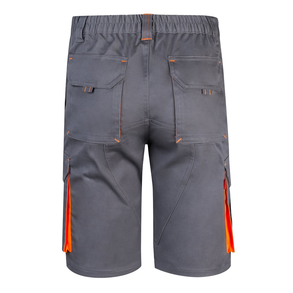 VL HEMERA. Bermudas elásticas bicolor y multibolsillos (240 g/m²), en algodón (46%), EME (38%) y poliéster (16%)