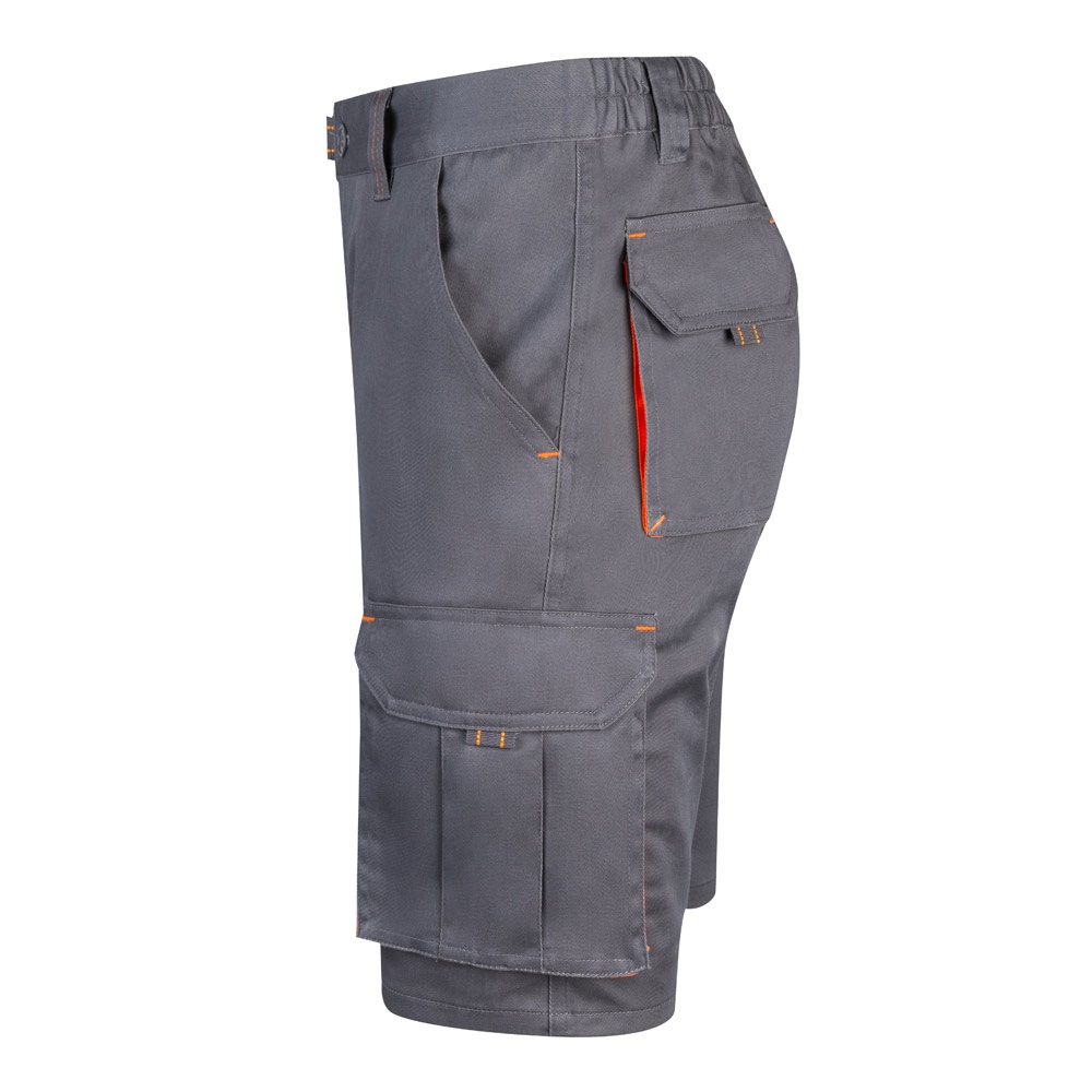 VL HEMERA. Bermudas elásticas bicolor y multibolsillos (240 g/m²), en algodón (46%), EME (38%) y poliéster (16%)