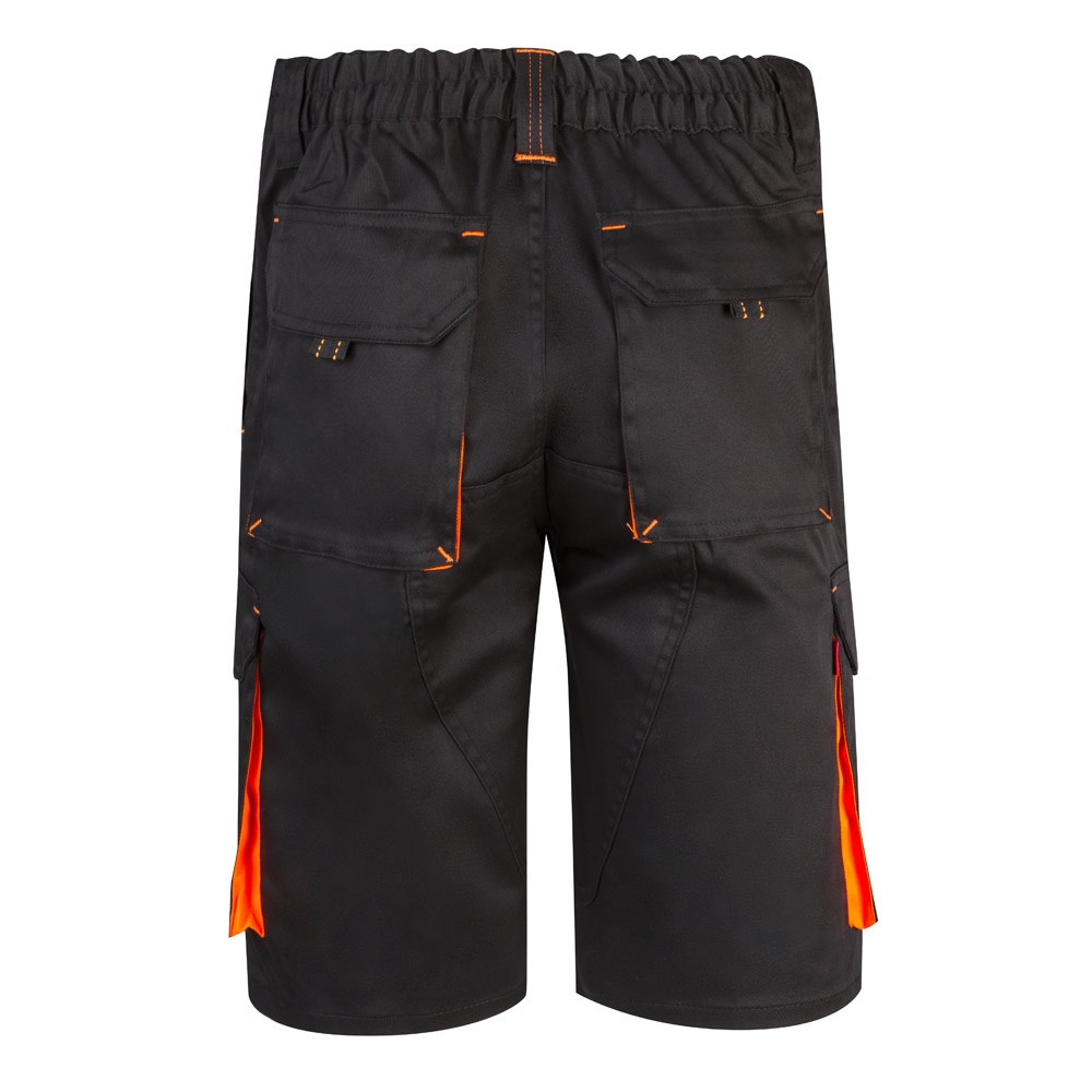 VL HEMERA. Bermudas elásticas bicolor y multibolsillos (240 g/m²), en algodón (46%), EME (38%) y poliéster (16%)