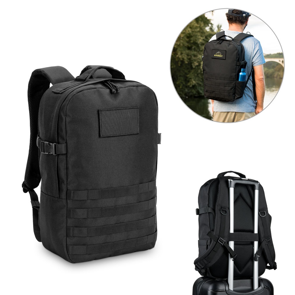 EDINBURGH BPACK. Mochila de estilo militar en poliéster reciclado 600D, alta densidad y forro en poliéster reciclado 210D 17'3’