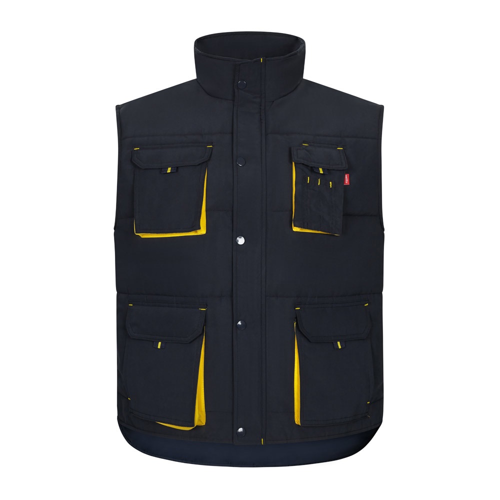 VL NERGAL. Chaleco acolchado, bicolor, multibolsillos (120g/m²), en poliéster (100%)