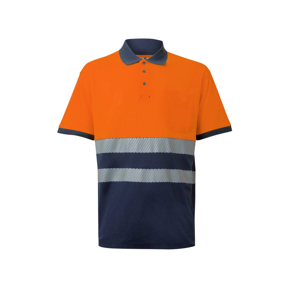 VL ACHELOUS. Polo de piqué bicolor (150g/m²) con manga corta, en algodón (55%) y poliéster (45%)