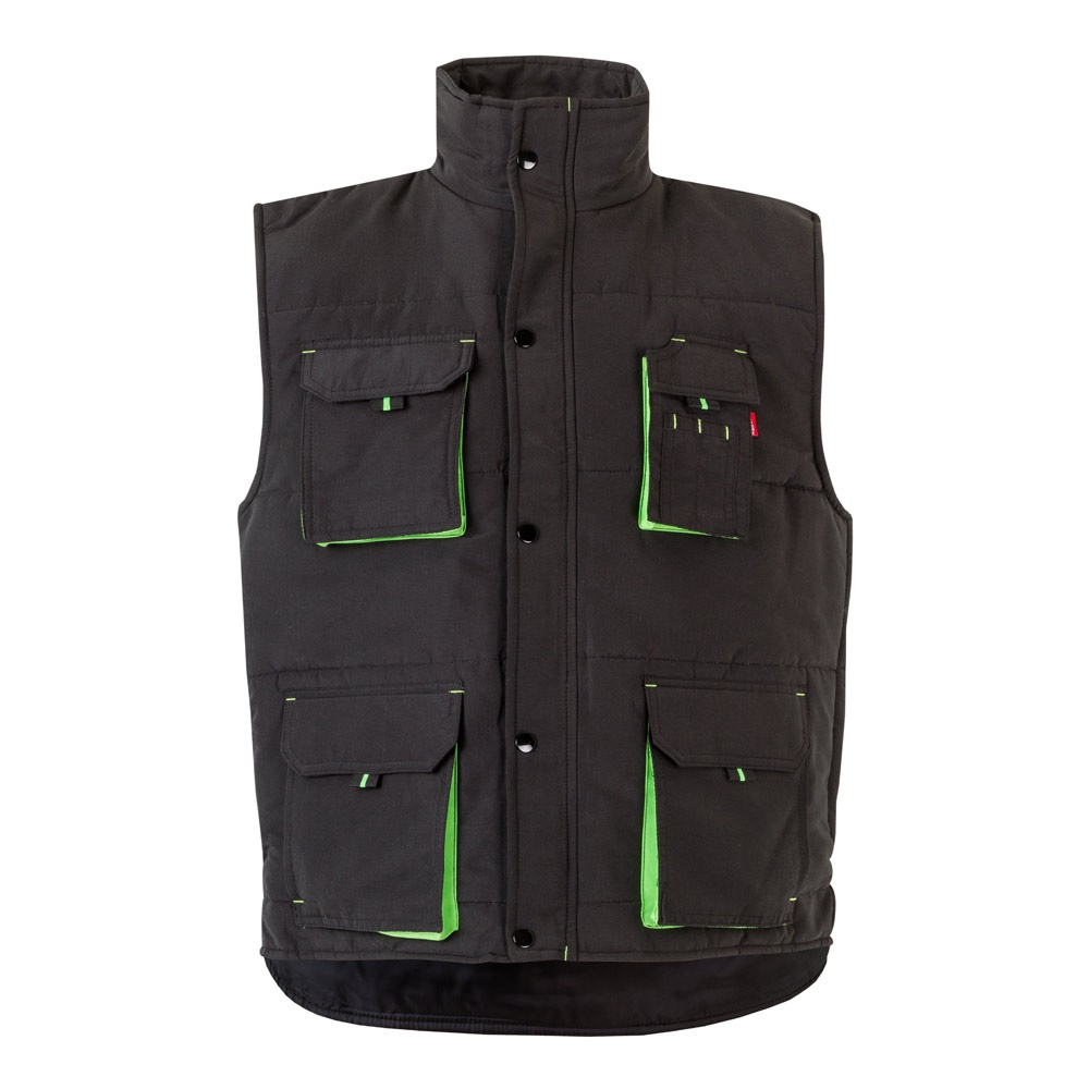 VL NERGAL. Chaleco acolchado, bicolor, multibolsillos (120g/m²), en poliéster (100%)
