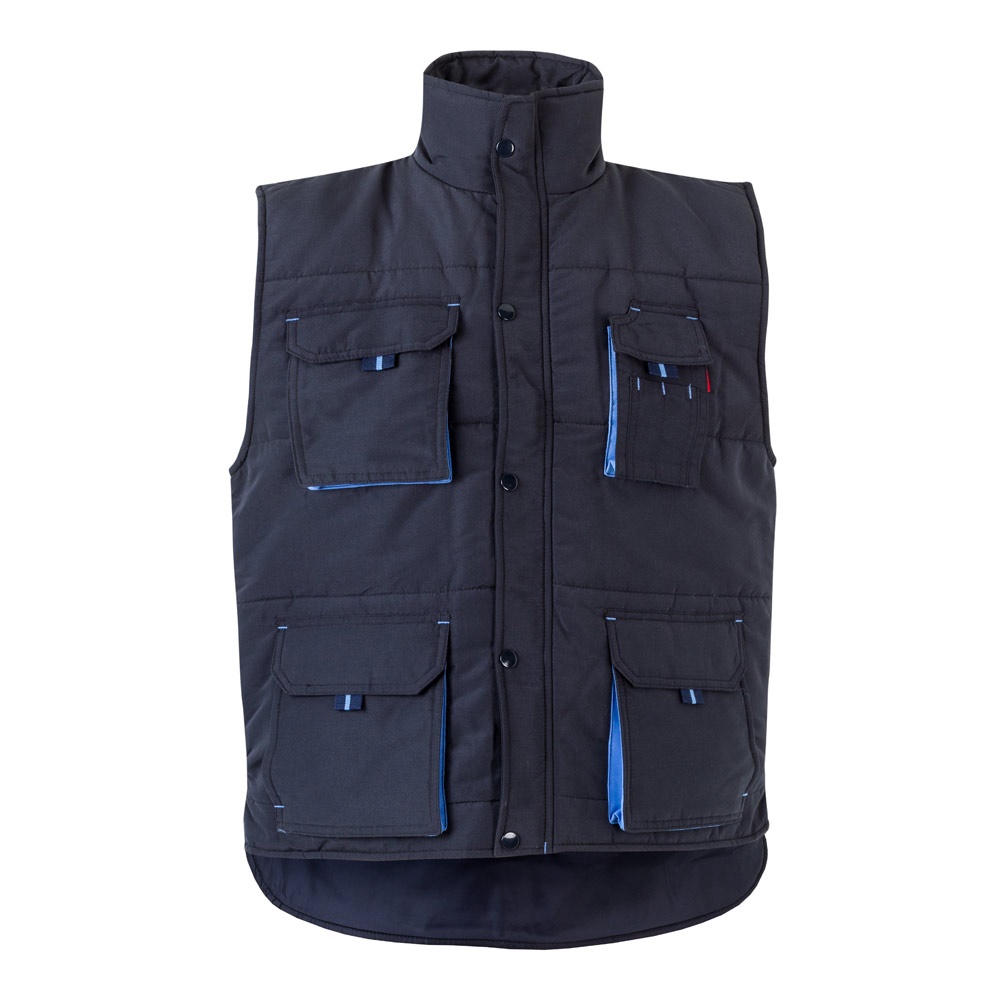 VL NERGAL. Chaleco acolchado, bicolor, multibolsillos (120g/m²), en poliéster (100%)