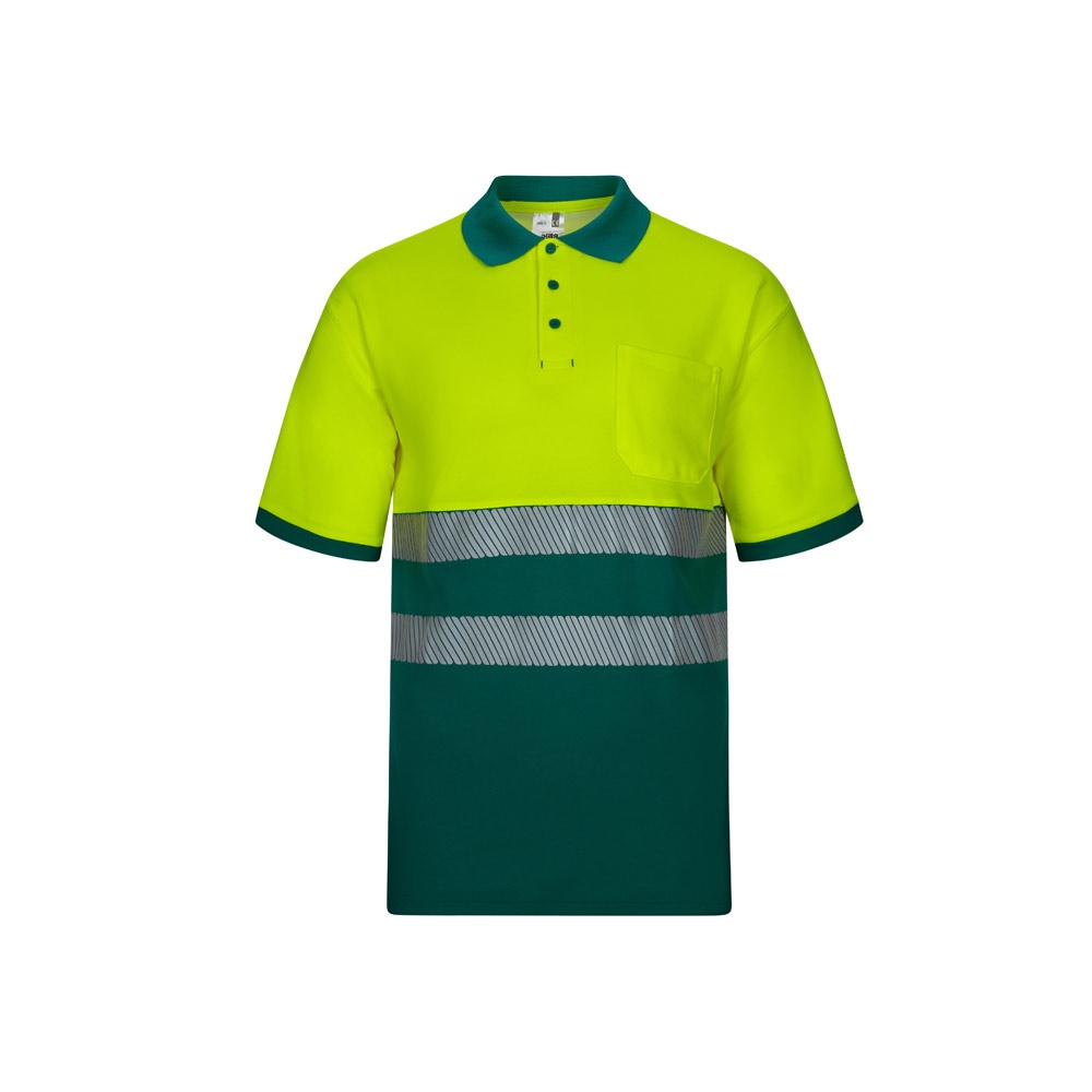 VL ACHELOUS. Polo de piqué bicolor (150g/m²) con manga corta, en algodón (55%) y poliéster (45%)