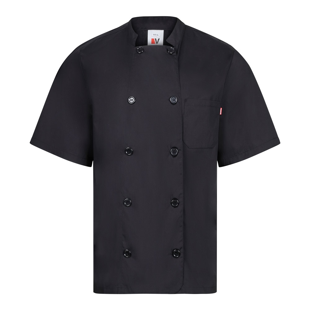 VL DURGA. Chaqueta de cocina de manga corta en popelina (110 g/m²) de algodón (35%) y poliéster (65%)