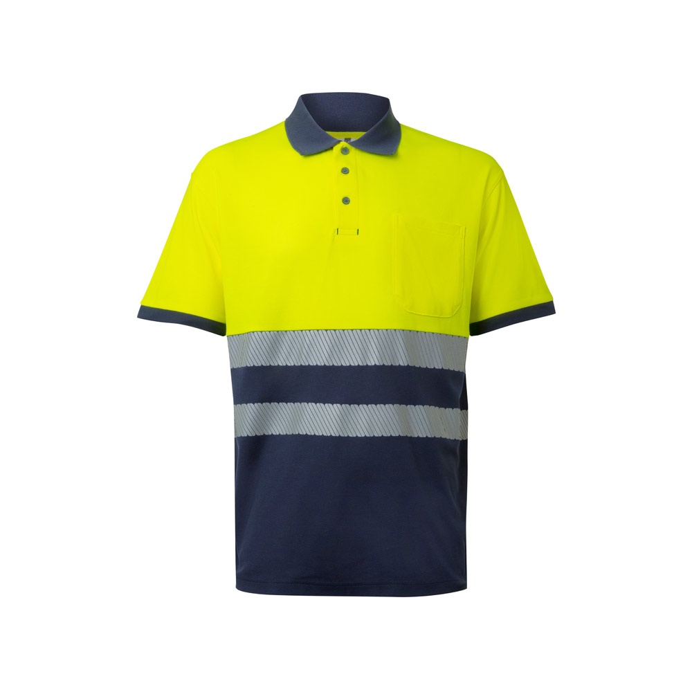 VL ACHELOUS. Polo de piqué bicolor (150g/m²) con manga corta, en algodón (55%) y poliéster (45%)
