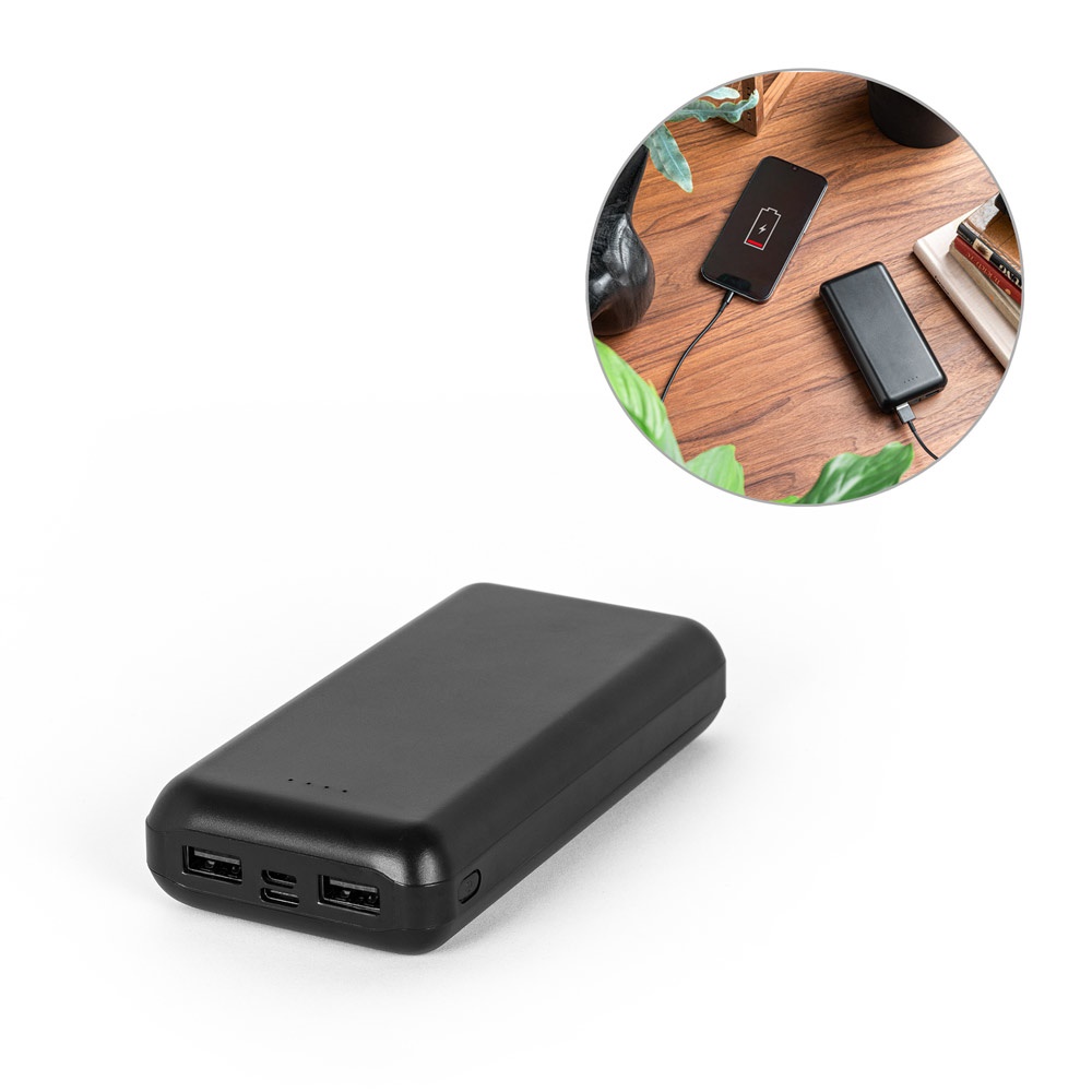 LEAKEY 20. Batería externa de 20'000 mAh en ABS reciclado (100% rABS)