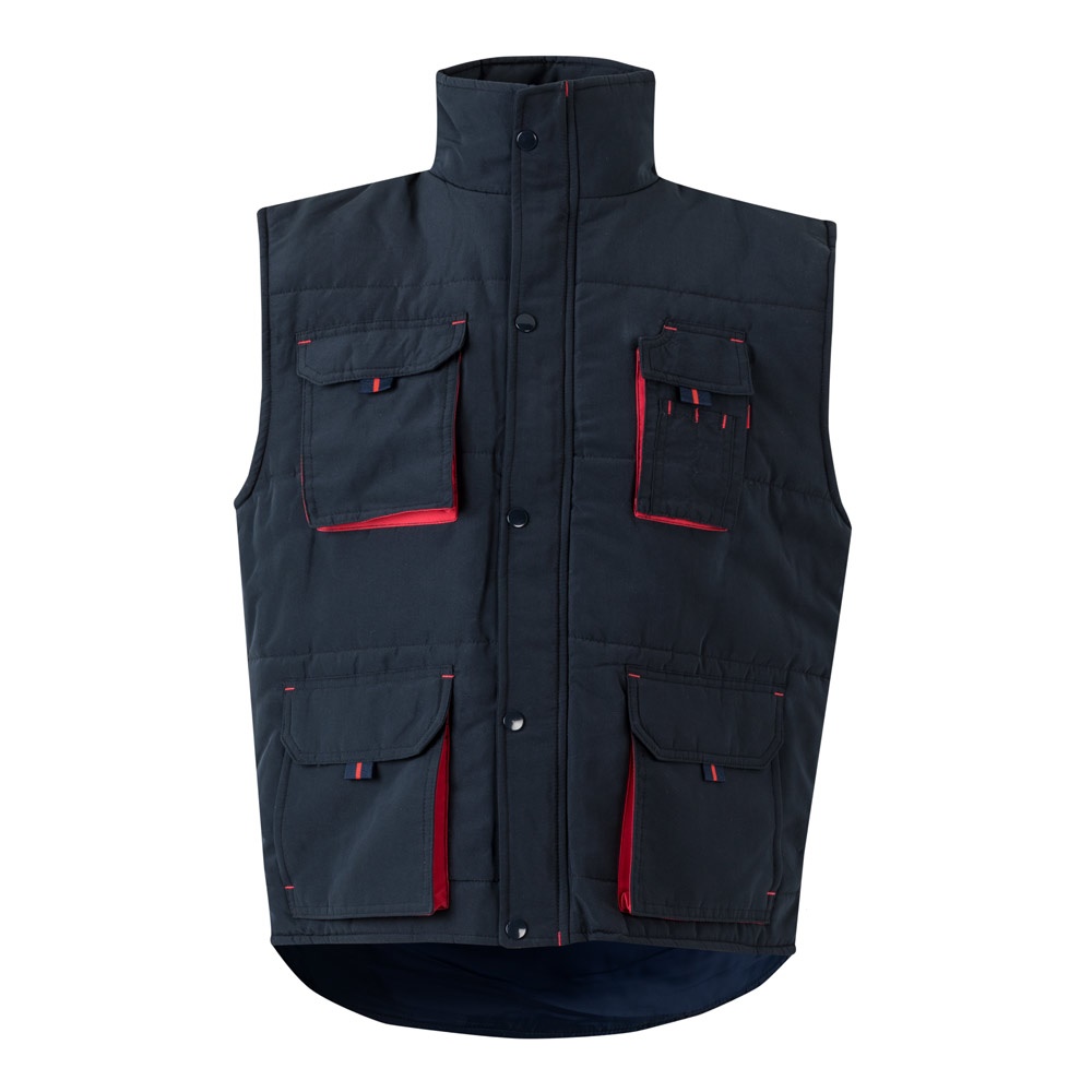 VL NERGAL. Chaleco acolchado, bicolor, multibolsillos (120g/m²), en poliéster (100%)