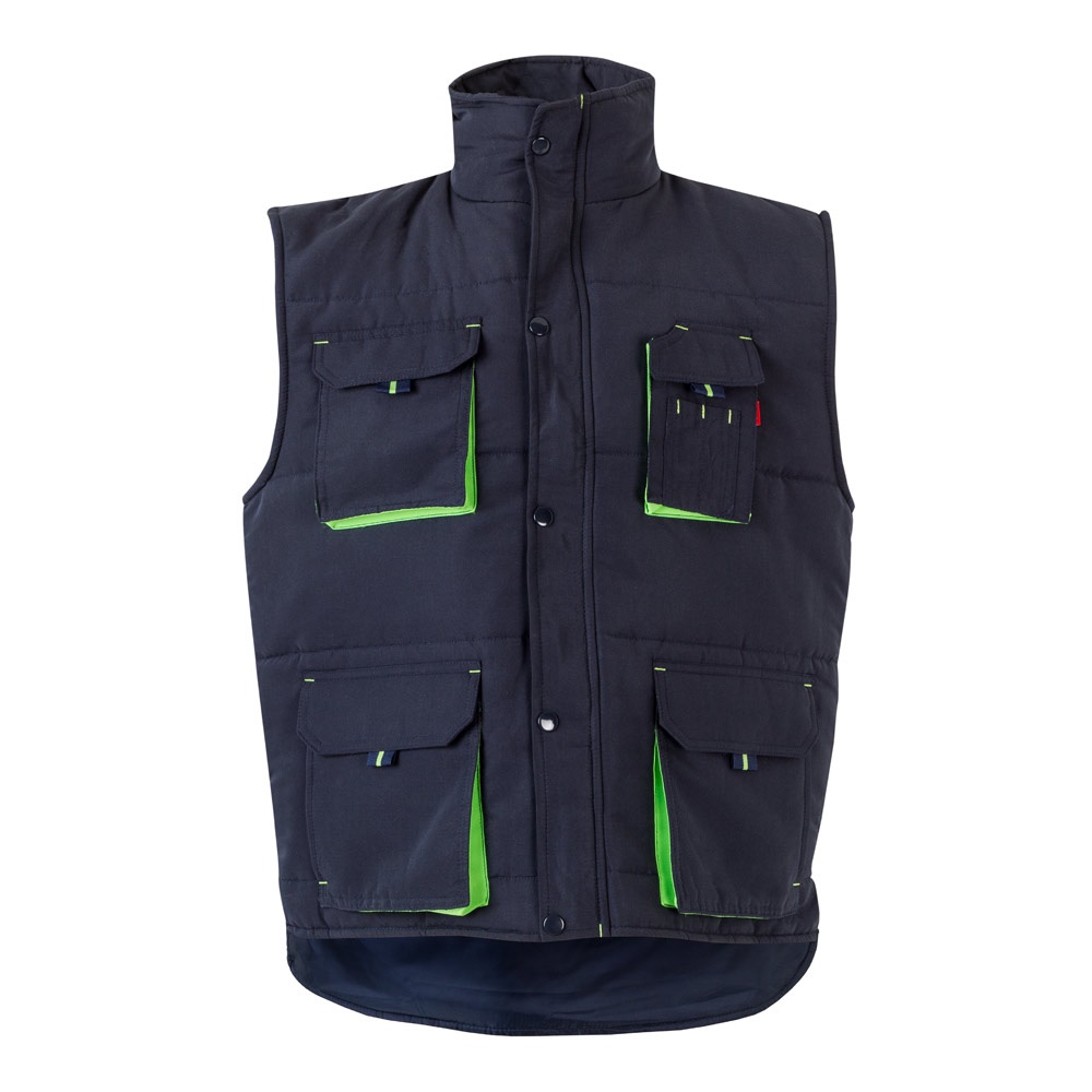 VL NERGAL. Chaleco acolchado, bicolor, multibolsillos (120g/m²), en poliéster (100%)
