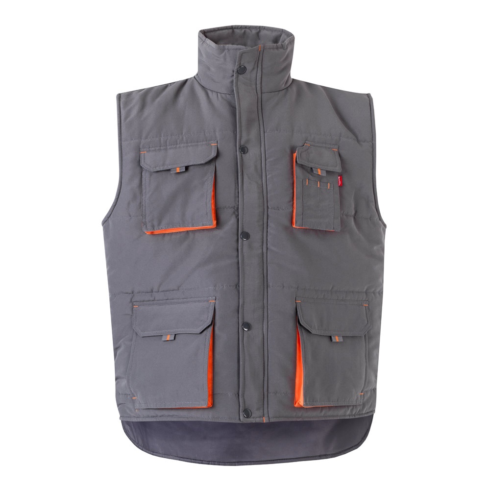 VL NERGAL. Chaleco acolchado, bicolor, multibolsillos (120g/m²), en poliéster (100%)