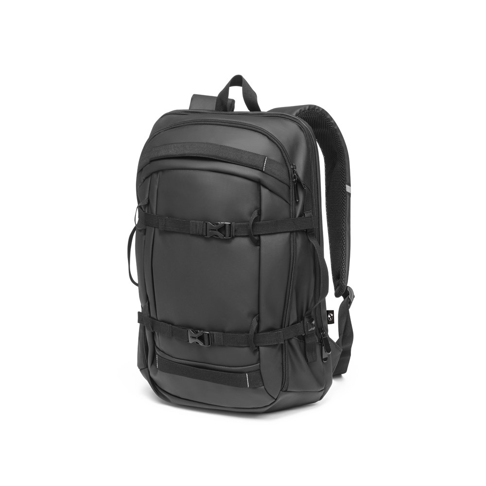 KAMPALA. Mochila para portátil en poliéster reciclado de alta densidad 900D, con revestimiento resistente al agua y forro de poliéster reciclado 210D 17'3"
