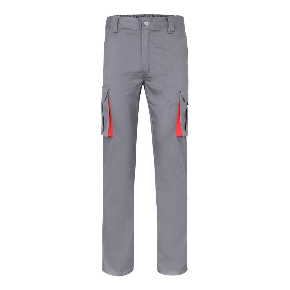 VL FIDES. Pantalón elástico bicolor multibolsillos (240g/m²), en algodón (46%), EME (38%) y poliéster (16%)