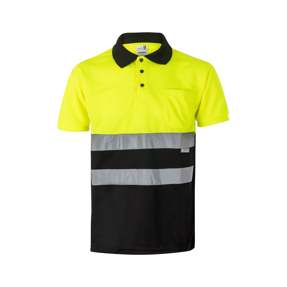 VL CUPID LARGE. Polo bicolor ojo de pájaro (160g/m²) con manga corta, en poliéster (100%)