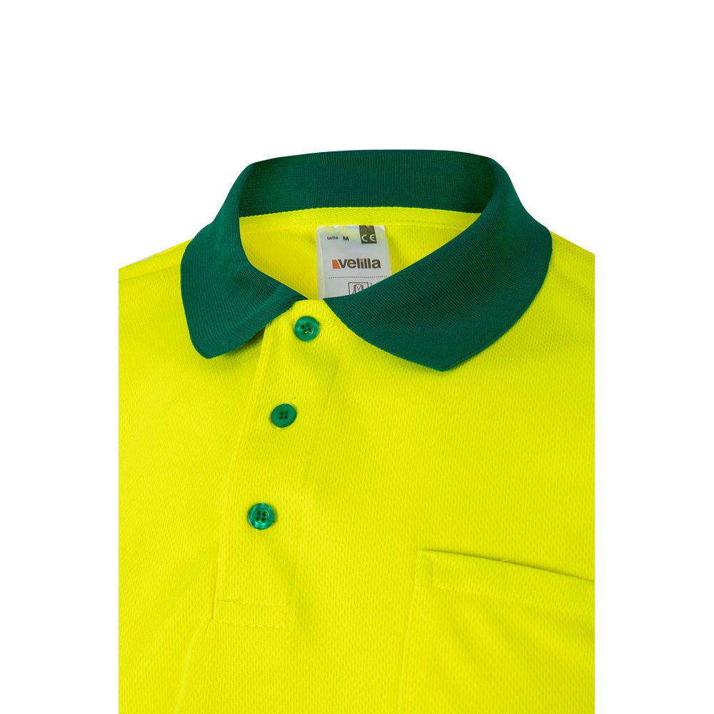 VL CUPID LARGE. Polo bicolor ojo de pájaro (160g/m²) con manga corta, en poliéster (100%)