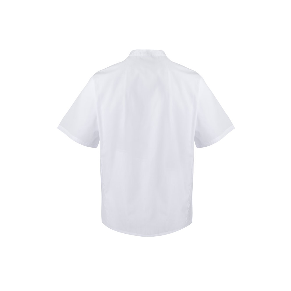 VL DURGA. Chaqueta de cocina de manga corta en popelina (110 g/m²) de algodón (35%) y poliéster (65%)