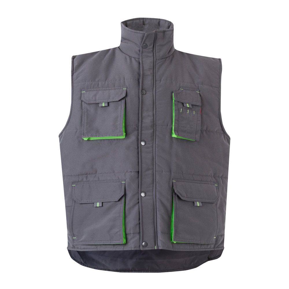 VL NERGAL. Chaleco acolchado, bicolor, multibolsillos (120g/m²), en poliéster (100%)