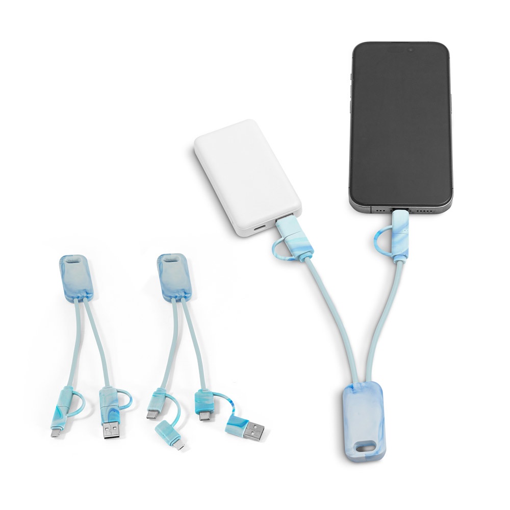 BERNERS. Cable USB 6 en 1 ultrarrápido en PET reciclado (100% rPET)