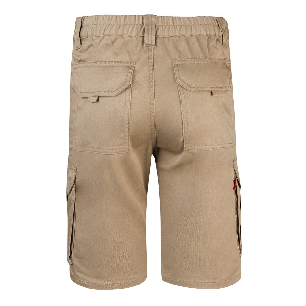 VL HEBE. Bermudas elásticas multibolsillos (240g/m²), en algodón (46%), EME (38%) y poliéster (16%)