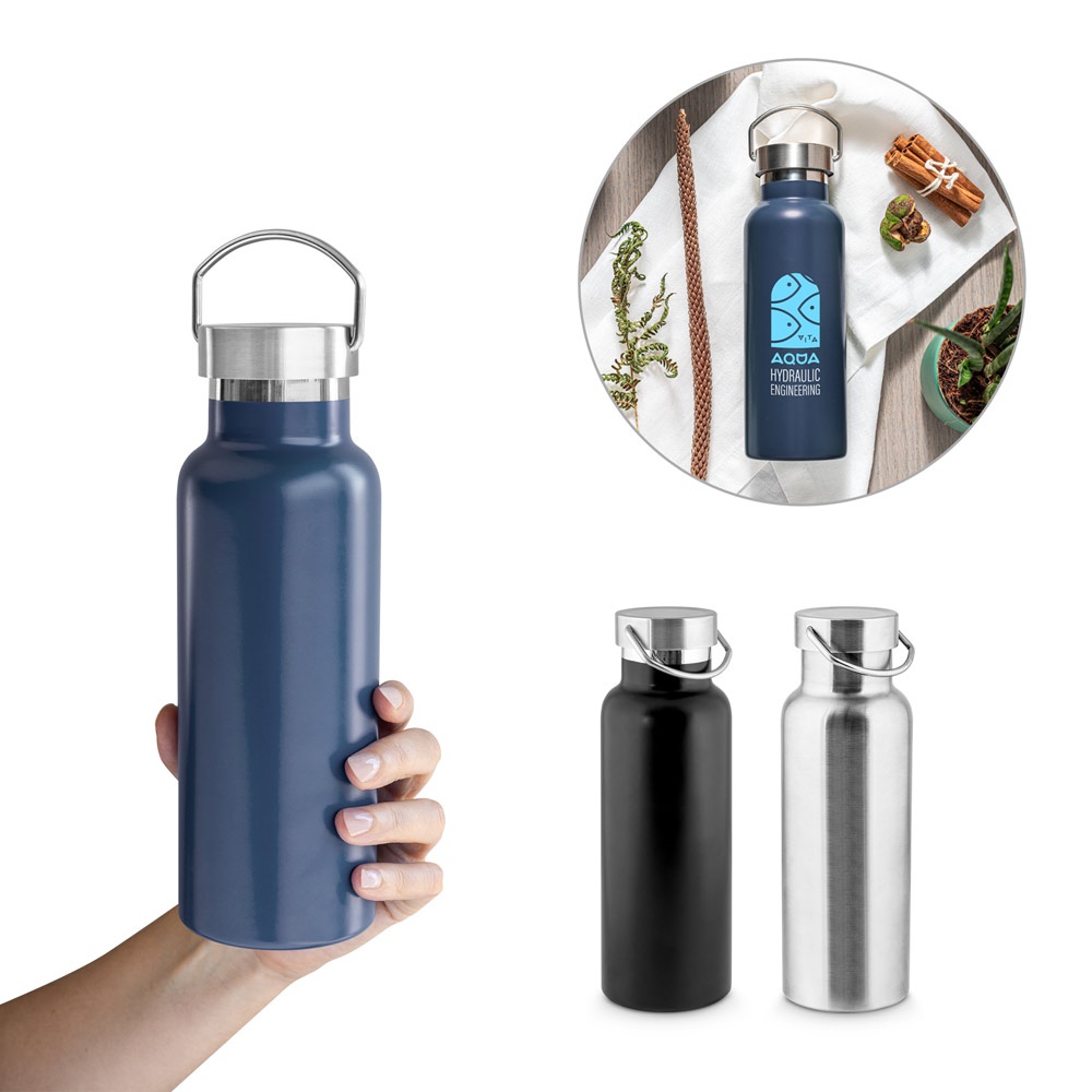 DUPLANTIS. Botella de acero inoxidable (90% reciclado) con aislamiento al vacío de 750 mL
