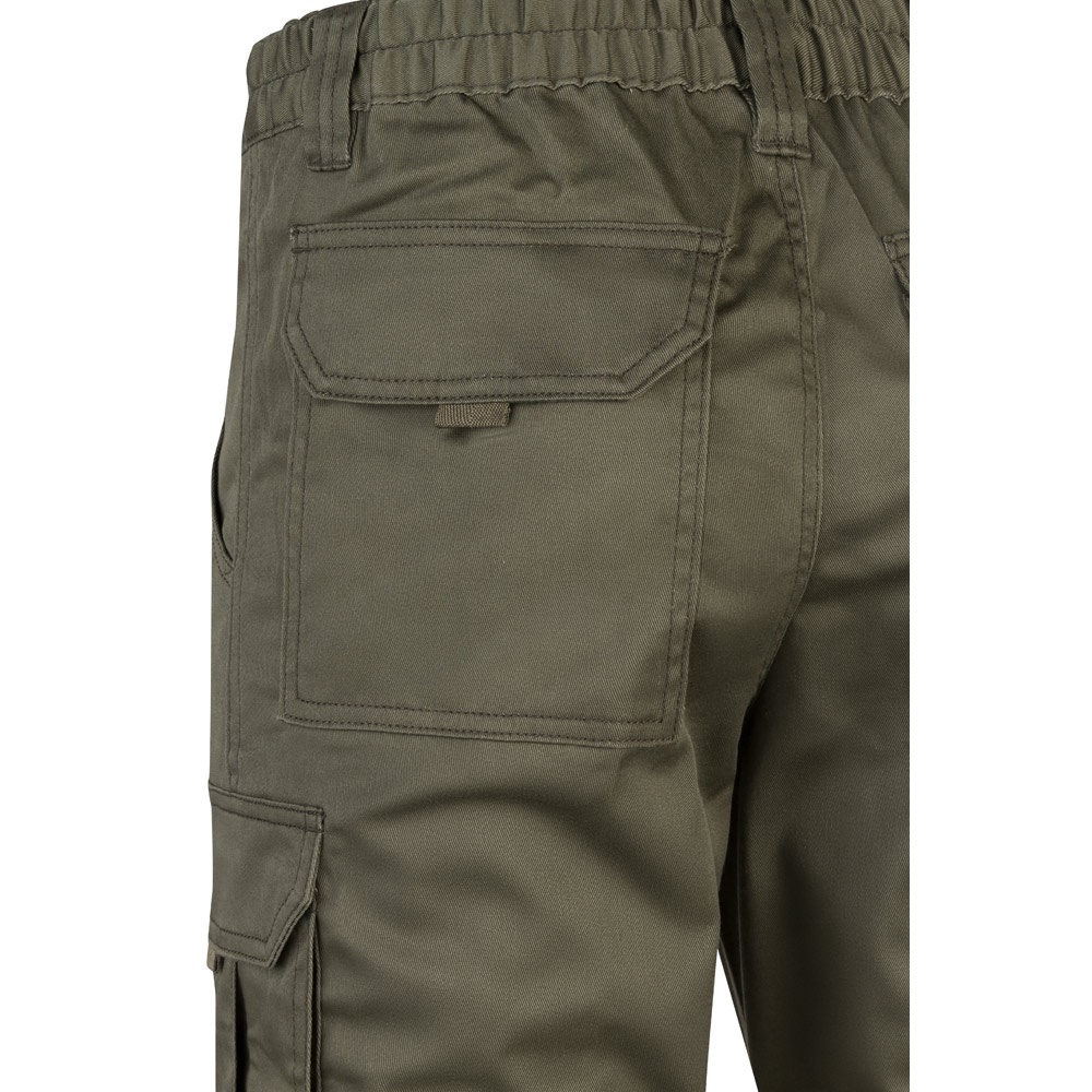 VL LUGH. Pantalón elástico multibolsillos (240g/m²) en algodón (46%), EME (38%) y poliéster (16%)