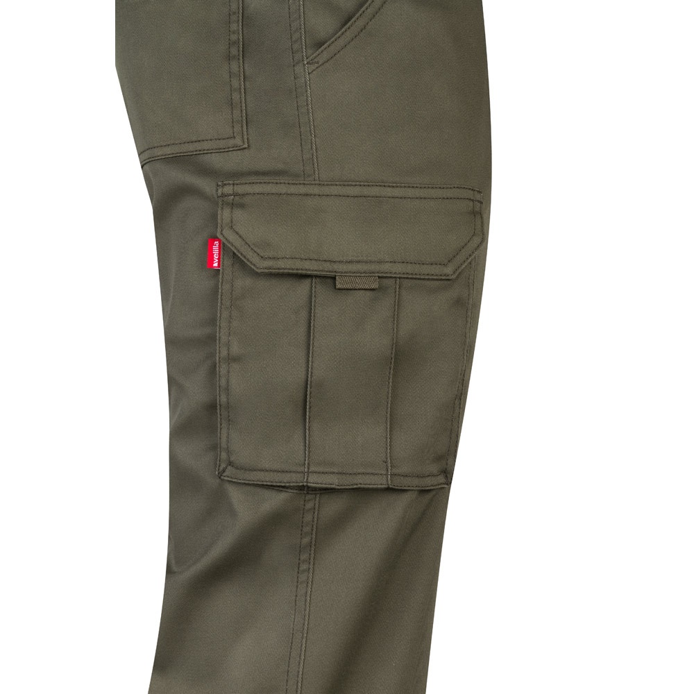 VL LUGH. Pantalón elástico multibolsillos (240g/m²) en algodón (46%), EME (38%) y poliéster (16%)