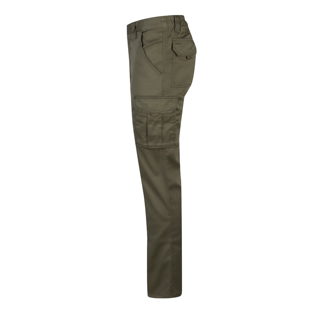 VL LUGH. Pantalón elástico multibolsillos (240g/m²) en algodón (46%), EME (38%) y poliéster (16%)