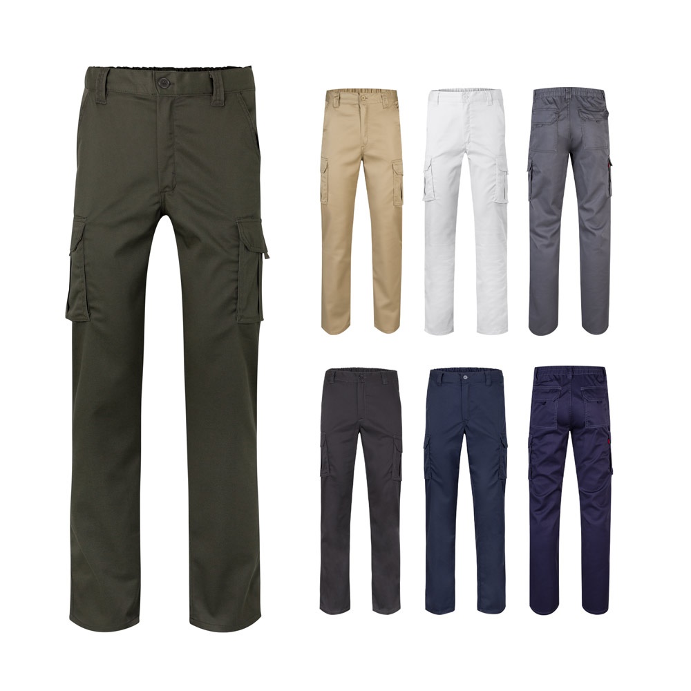 VL PAN. Pantalón elástico multibolsillos (290g/m²), en algodón (46%), EME (38%) y poliéster (16%)