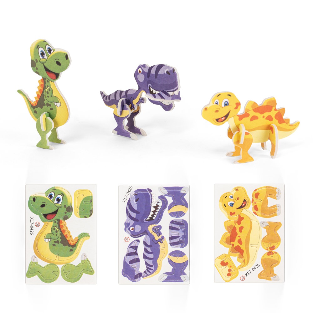 DINOSAURUS. Puzzle 3D de papel y EVA con forma de dinosaurio