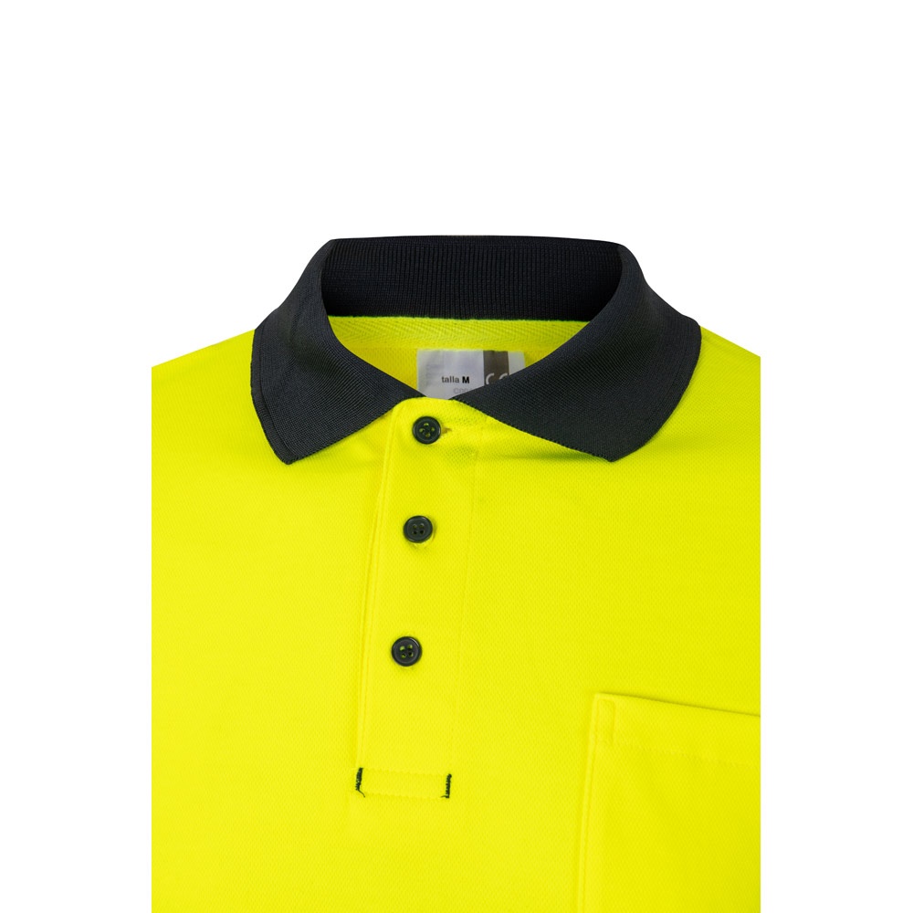 VL PLUTO LARGE. Polo de piqué bicolor (150g/m²) con manga larga, en algodón (55%) y poliéster (45%)