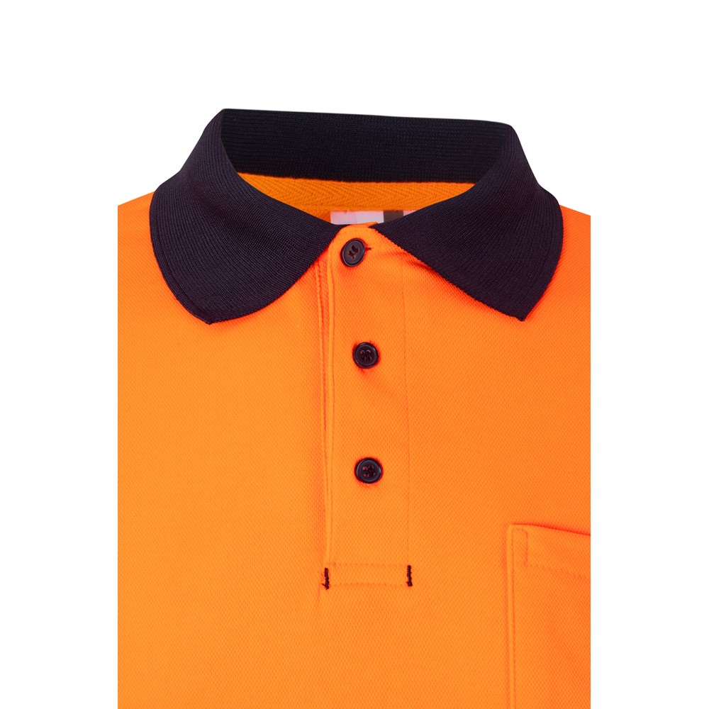 VL PLUTO LARGE. Polo de piqué bicolor (150g/m²) con manga larga, en algodón (55%) y poliéster (45%)