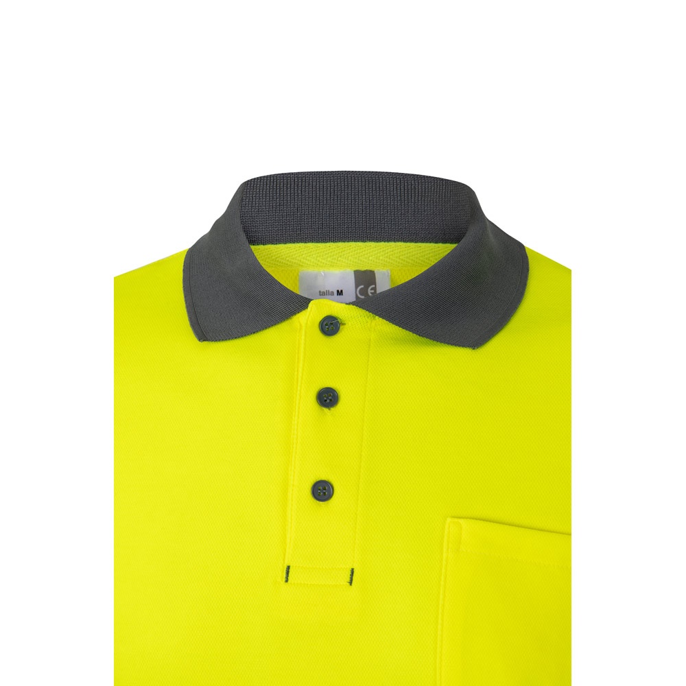 VL PLUTO LARGE. Polo de piqué bicolor (150g/m²) con manga larga, en algodón (55%) y poliéster (45%)