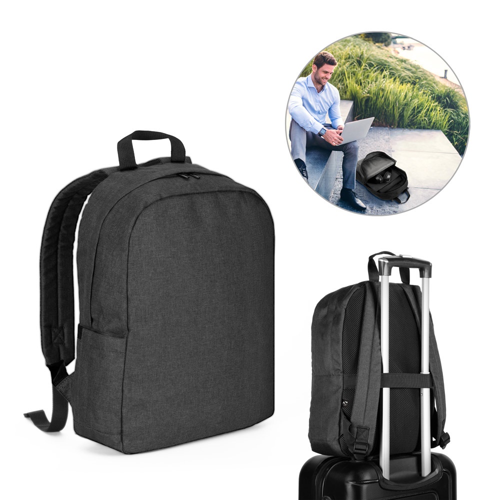 GIJON. Mochila para portátil de poliéster reciclado de alta densidad 600D y forro de poliéster reciclado 210D