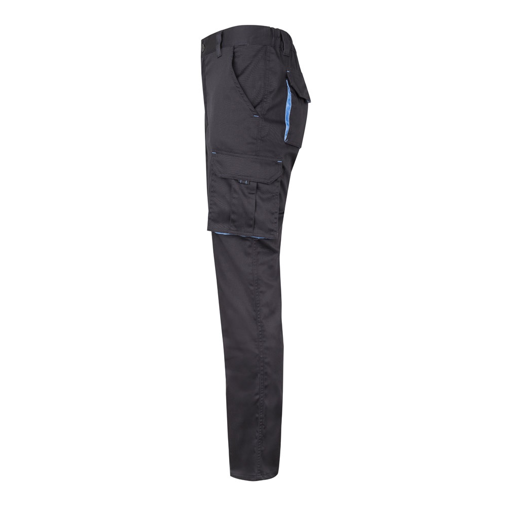 VL FIDES. Pantalón elástico bicolor multibolsillos (240g/m²), en algodón (46%), EME (38%) y poliéster (16%)