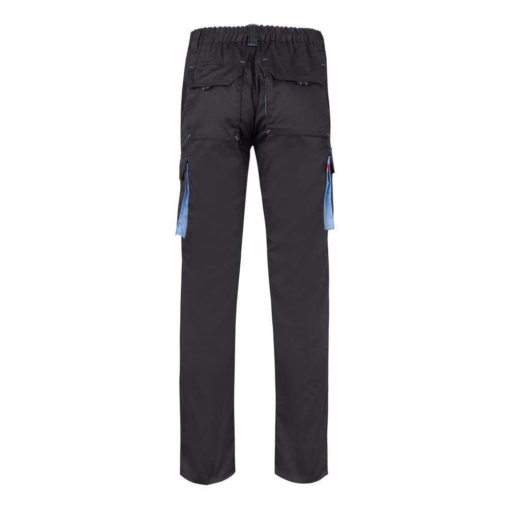 VL FIDES. Pantalón elástico bicolor multibolsillos (240g/m²), en algodón (46%), EME (38%) y poliéster (16%)