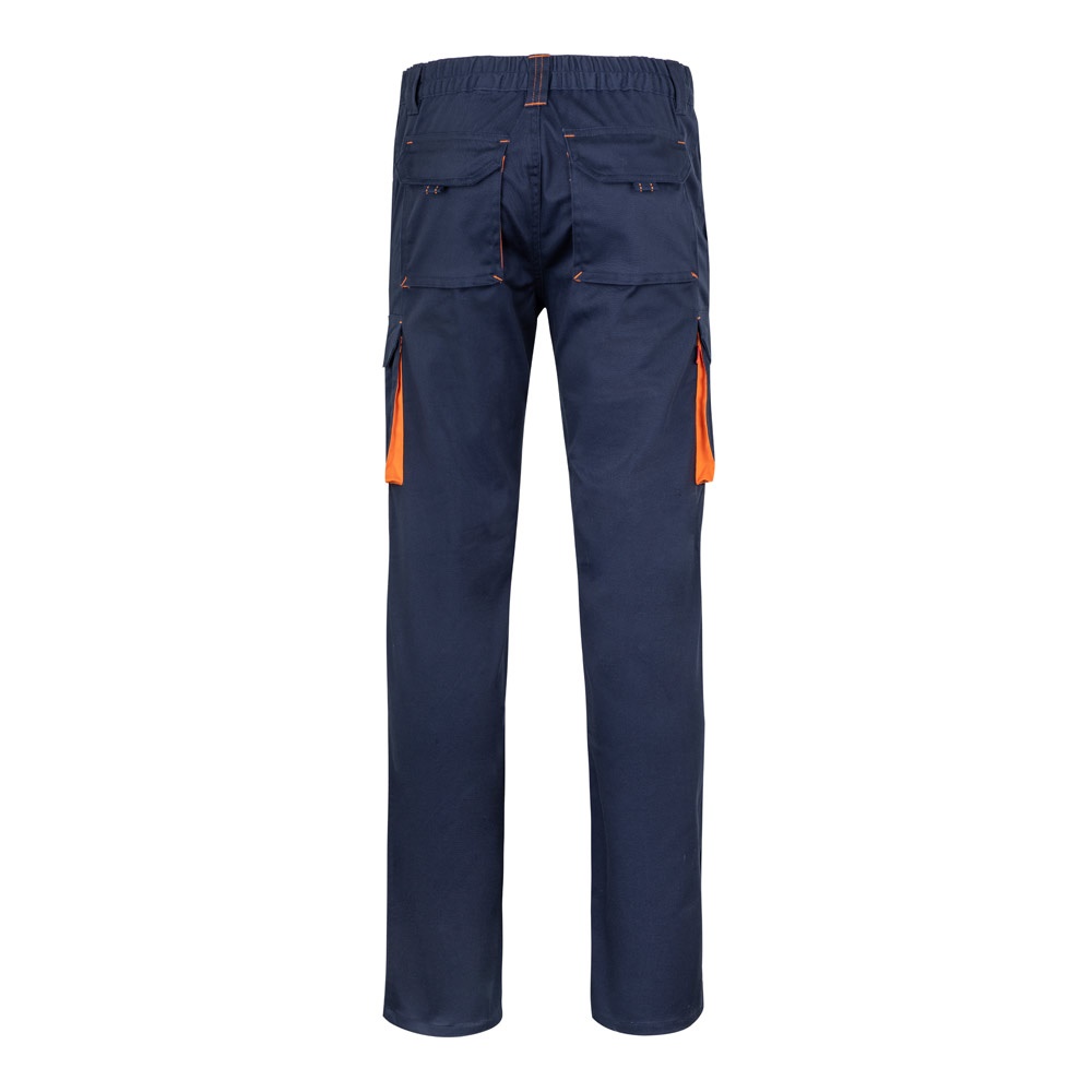 VL FIDES. Pantalón elástico bicolor multibolsillos (240g/m²), en algodón (46%), EME (38%) y poliéster (16%)