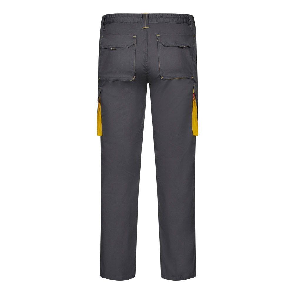 VL FIDES. Pantalón elástico bicolor multibolsillos (240g/m²), en algodón (46%), EME (38%) y poliéster (16%)