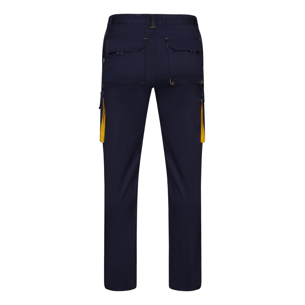 VL FIDES. Pantalón elástico bicolor multibolsillos (240g/m²), en algodón (46%), EME (38%) y poliéster (16%)