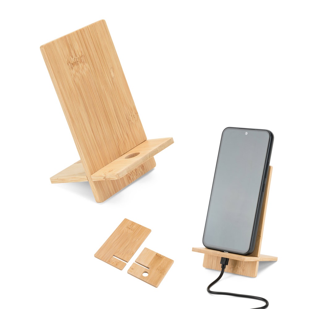 GALEN. Soporte para móvil de bambú, desmontable en dos partes