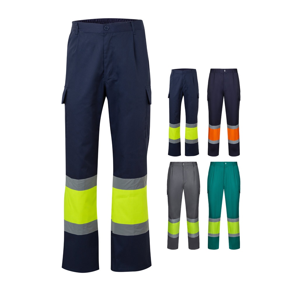 VL ARTEMIS. Pantalón bicolor, en sarga (190 g/m²), algodón (20 %) y poliéster (80 %). Pantalón multibolsillos elástico (240 g/m²), en algodón (46%), EME (38%) y poliéster (16%)