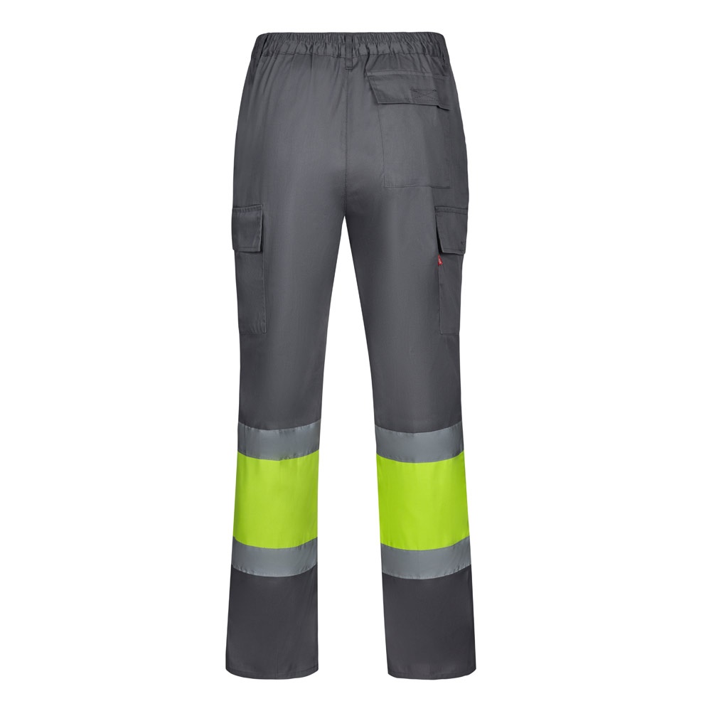 VL ARTEMIS. Pantalón bicolor, en sarga (190 g/m²), algodón (20 %) y poliéster (80 %). Pantalón multibolsillos elástico (240 g/m²), en algodón (46%), EME (38%) y poliéster (16%)